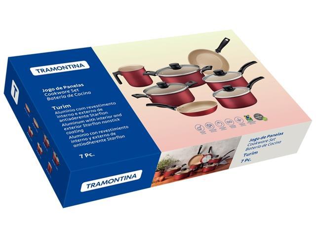 Jogo de Panelas Tramontina Turim Antiaderente Vermelho 7 Peças - 3