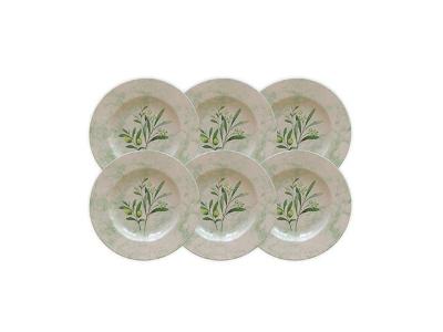 Kit Prato Sobremesa Tramontina Oliva em Porcelana Decorada 6 Peças