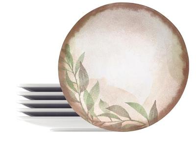 Kit Prato Raso Tramontina Natur em Porcelana Decorada 28cm 6 Peças