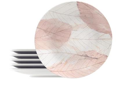 Kit Prato Raso Tramontina Rosé em Porcelana Decorada 28cm 6 Peças