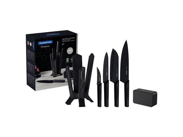Jogo de Facas Tramontina Nygma Lâmina em Inox Preto com Caixa de Som - 1
