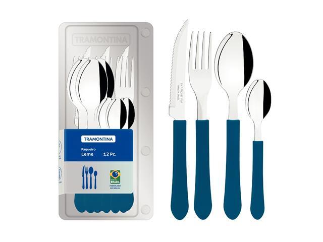 Faqueiro Tramontina Leme com Lâminas em Aço Inox Azul 12 Pçs - 3