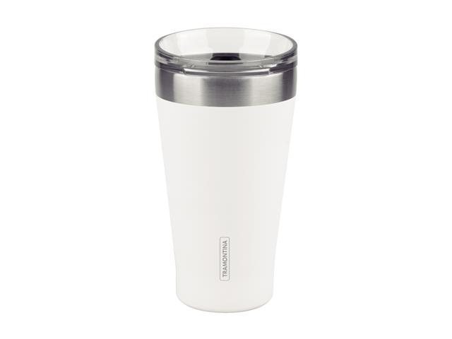 Copo Térmico Tramontina Exata em Aço Inox Branco com Tampa 550 ml - 1