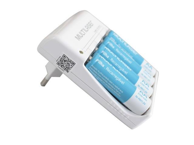 Carregador Multilaser Para 4 Pilhas AA/AAA Prata Bivolt - 3