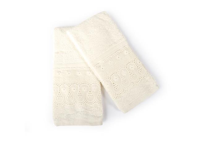 Kit Toalha Social Bordada/Rendada Buettner Perola 2 Peças - 1