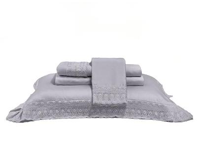 Jogo de Cama Queen Buettner 300 Fios Renascença 4 Peças Cinza
