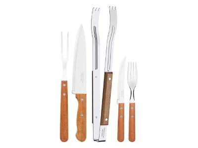 Kit Churrasco Dynamic Cabo de Madeira  E Aço Inox 15 Peças