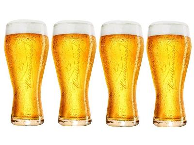 Jogo de Copos de Vidro para Cerveja Budweiser 4 Unidades de 400ML