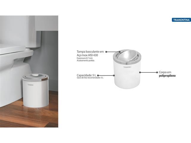 Lixeira Útil Tramontina Basculante Branca 5 Litros - 2
