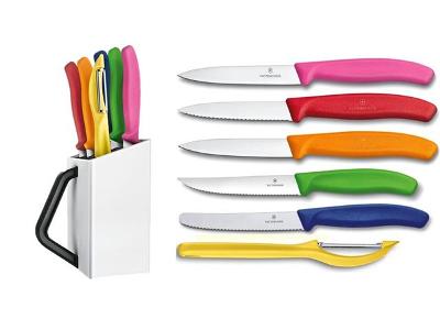 Jogo de Facas Victorinox Swiss Classic Colorido Suporte Branco 6 Peças