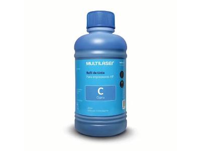 Refil de Tinta Multilaser Para Cartucho Impressoras HP 250ML Ciano