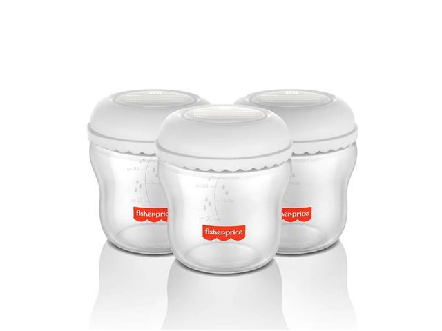 Kit 3 Frascos Para Armazenar Leite 150 ml Moms Essentials Fisher Price - 1