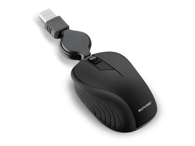 Mouse Multilaser Retrátil Emborrachado com Fio USB Preto MO231 - 1