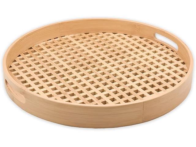 Bandeja de Bambu Oikos Vazada Redonda Grande 40CM - 1