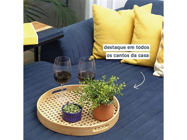 Bandeja de Bambu Oikos Vazada Redonda Grande 40CM - 2