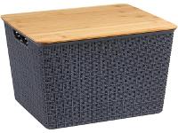 Caixa Organizadora Oikos com Tampa de Bambu 18 Litros Cinza - 1