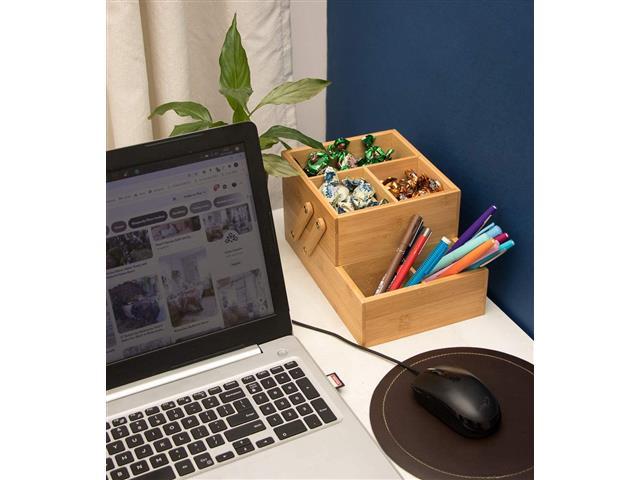 Caixa Organizadora Oikos de Bambu 2 Andares - 2