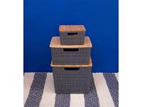 Caixa Organizadora Oikos com Tampa de Bambu 12 Litros Cinza - 4