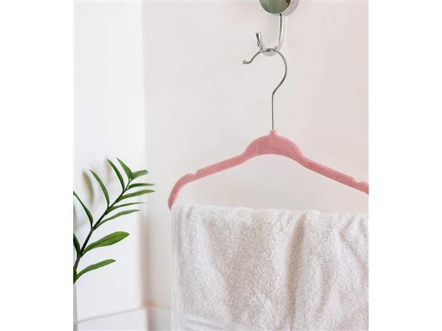 Conjunto Cabide Infantil Oikos de Veludo com Gancho 10 Peças Rosa - 3