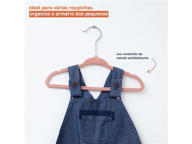 Conjunto Cabide Infantil Oikos de Veludo com Gancho 10 Peças Rosa - 4
