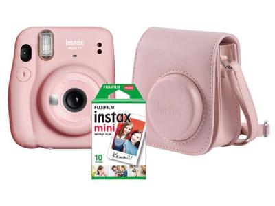 Kit Fujifilm Câmera Instax Mini 11 Rosa com Pack 10 Fotos e Bolsa