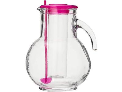 Jarra para Suco Bormioli 2,215 Litros com Porta Gelo e Tampa Rosa