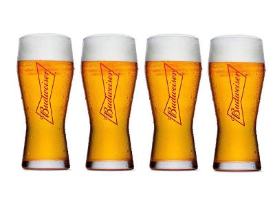 Jogo de Copos para Cerveja Budweiser Transparente 4 Peças