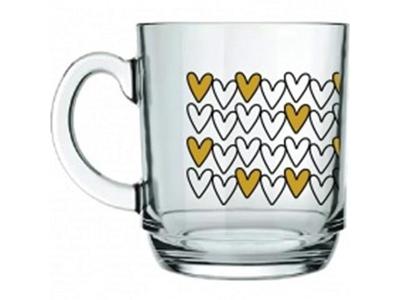Caneca De Vidro Allmix Aspen Love Gold 300 ml Coração Dourado Incolor