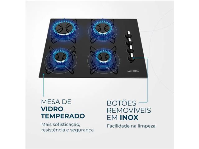 Cooktop a Gás 4 Bocas Mondial Preto/Inox Bivolt CTG-01 - 4