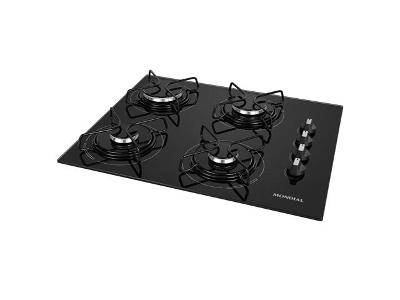 Cooktop a Gás 4 Bocas Mondial Preto/Inox Bivolt CTG-01