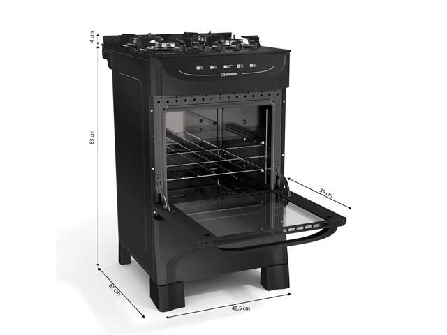 Fogão Mueller Preto fosco 4 Bocas com mesa de vidro MFI4BB - 3
