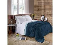 Edredom de Solteiro Buettner Plush Flannel Azul Jeans - 1