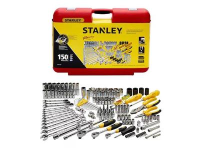 Jogo de Soquetes Stanley Encaixe MM e POL 1/4" 3/8" 1/2" com 150 Peças