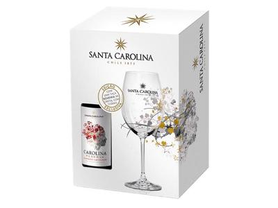 Kit Vinho Tinto Chileno Carolina Reserva Cabernet 750ml com Taça