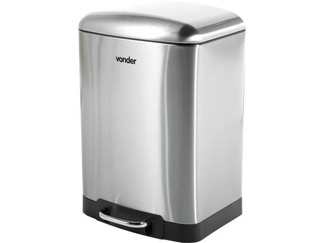 Lixeira Retangular Vonder 12 Litros Inox - 1