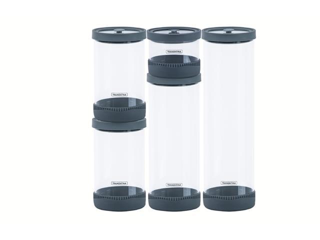 Jogo de Potes de Vidro Herméticos Tramontina Borossilicato com Tampa - 1