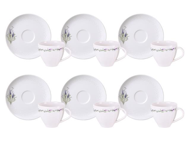 Kit Xícara e Pires de Café Tramontina Lilla em Porcelana 100 ml 12 Pçs - 1