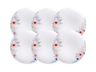 Kit Prato Raso Tramontina Floratta em Porcelana Decorada 28 cm 6 Peças