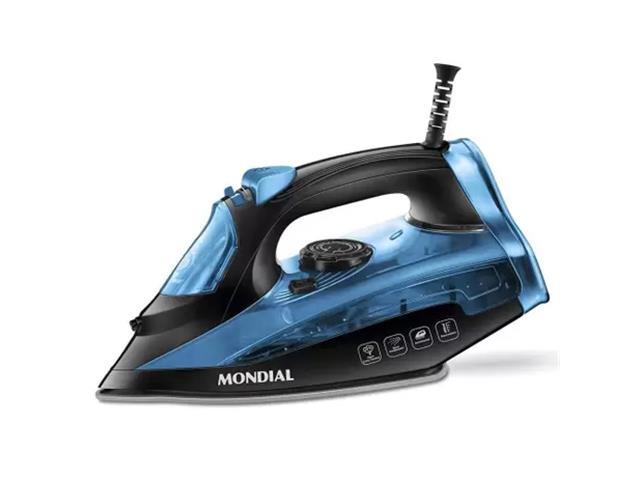 Ferro de Passar à Vapor Mondial F-53 Preto e Azul 1200W - 1