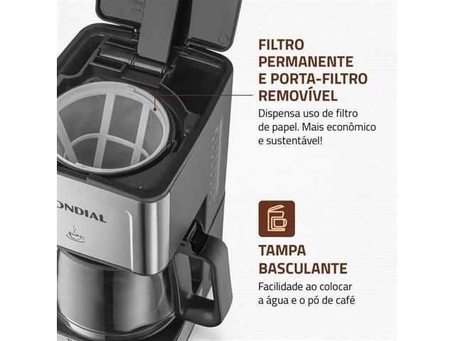 Cafeteira Elétrica Dolce Arome Mondial Preto/Inox 550W - 4