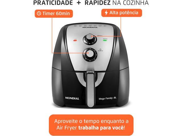 Fritadeira Sem Óleo Air Fryer 8L Mondial Preto 1900W  AFN-80-BI - 3