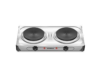 Fogão Elétrico Mondial 2 bocas 6 temperaturas Fast Cook Due Inox 220V