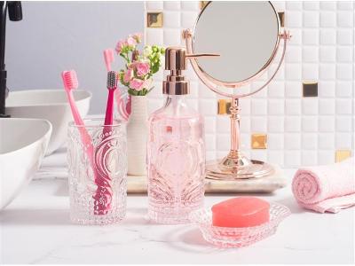 Jogo Kit para Lavabo 3 Peças em vidro Pierre Gold Rose Lyor