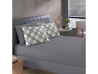 Jogo de Cama King Buettner Basic Charles Cinza 3 Peças