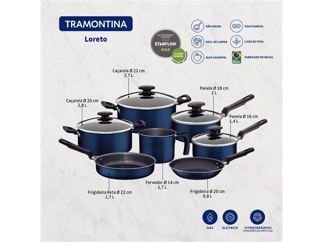 Jogo de Panelas Tramontina Starflon Max Azul 7 Peças - 2