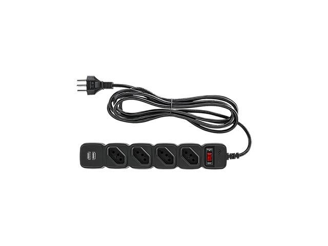 Filtro de Linha Intelbras com 4 Tomadas e 2 USB EPE 204 Preto - 1