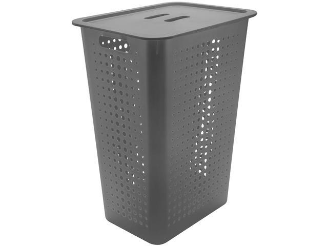 Cesta de Roupas com Tampa OU 47 Litros 41 x 31 x 55cm Chumbo - 1