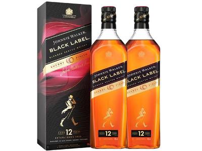 Kit 2 Whisky Escocês Blended Johnnie Walker Black Label Sherry 750ml