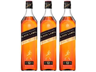 Kit 3 Whisky Blended Johnnie Walker Black Label Sherry Finish 750ml