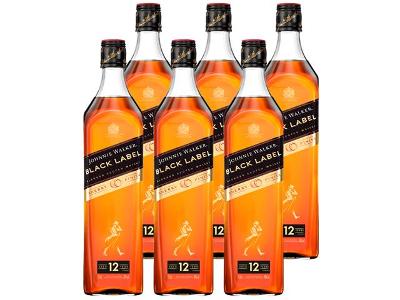 Kit 6 Whisky Blended Johnnie Walker Black Label Sherry Finish 750ml